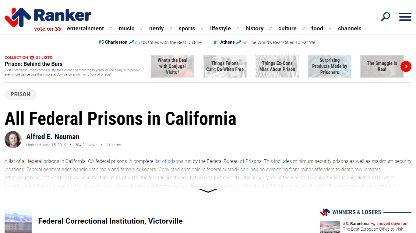 California Prisons | List of All Federal Prisons in California - Ranker